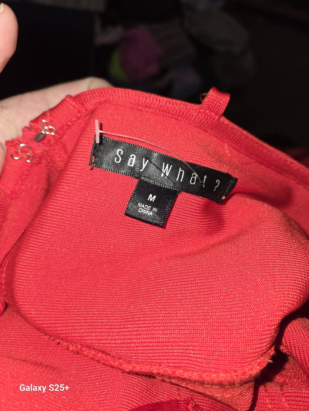 Say What? Red Spaghetti-Strap Midi Dress with Front Slit - Picture 2 of 3